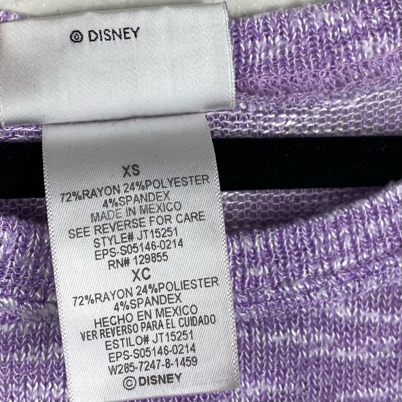 Disney Parks Minnie Mouse Sunglasses Heathered Purple Long Sleeve Knit Top XS - Picture 6 of 6